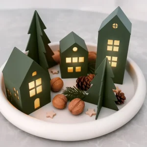 🎄 BỘ MÔ HÌNH LÀNG GIÁNG SINH MINI 3D – PHONG CÁCH BẮC ÂU THANH BÌNH